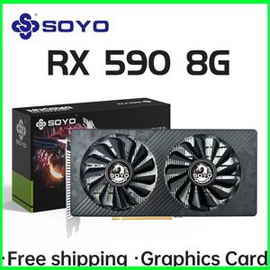SOYO AMD RX 590 8GB Placa De 비디오 게임 그래픽 카드 GDDR5 256Bit PCI Express 3.0 ×16 6Pin Radeon GPU rx590 시리즈