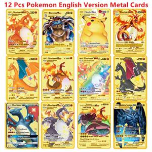 포켓몬 영어 금속 게임 컬렉션 카드 애니메이션 피규어 Charizard Pikachu Blastoise Mewtwo 배틀 컬렉션 Carte 카드 장난감 선물
