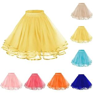 14 색 여성 페티코트 투투 언더 스커트 크리 놀린 50's 3 레이어 리본 거즈 Tulle 스커트 빈티지 신부 슬립 로커 빌리