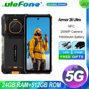 Ulefone 아머 26 울트라 5G 견고한 방수 스마트폰, 120W, 15600mAh, 200MP, 64MP, 최대 24GB, 512GB NFC
