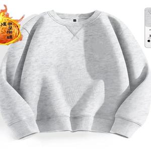 남성용 루즈핏 긴팔 라운드넥 스웨트셔츠 단색 후드리스 가을 겨울 헤비웨이트 편안한 항균 베이스 레이어 셔츠