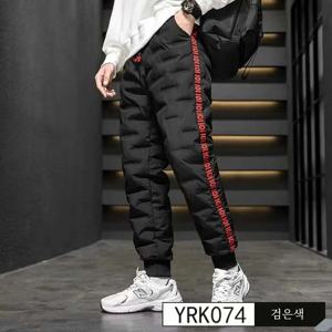 남성용 두꺼운 플리스 안감 다운 코튼 팬츠 작업용 가을 겨울 보온 외출복 캐주얼 롱 바지