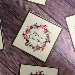 레드 베리 화환 크리스마스 냅킨 파티 장식 종이, 메리 크리스마스 인쇄 종이 플레이스매트, 2 겹, 33x33cm, 20 개