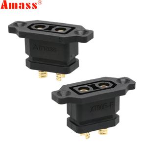 2pcs Amass XT90E-F 배터리 커넥터 XT90E 암 플러그 금도금 XT90 장착 가능 커넥터 노란색/검정색 소켓