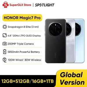 2025 새로운 HONOR Magic7 Pro 글로벌 버전 5G 스마트폰 Magic 7 Pro Snapdragon 8 Elite 6.8'' 120Hz OLED 디스플레이 100W 고속 충전