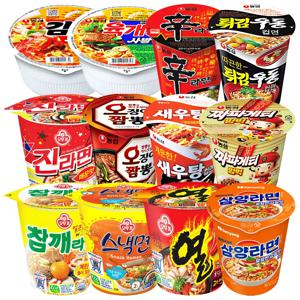 인기 소컵라면 12종(육개장사발면+김치사발면+신라면+진라면매+튀김우동+오짬+새우탕+짜파게티범벅+참깨라면+스낵면+열라면+삼양라면)