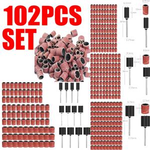 102Pcs 샌딩 드럼 키트 전기 미니 앵글 그라인더 샌딩 맨드릴 Dremel 액세서리 용 Dremel 슬리브 용 그릿 샌딩 밴드