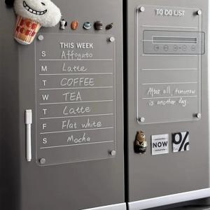 자석 보드 아크릴 달력 냉장고 건식 지우기 흰 벽 식료품 목록 냉장고 보드 건식 지우기 보드 이번 주 일일 할 일 목록