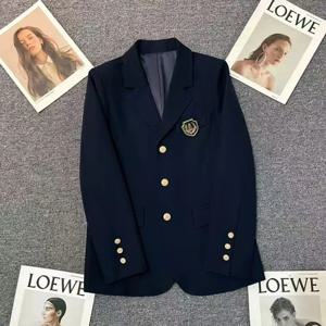 일본 제복 여성 블레이저 자켓 봄 2025 신사 숙녀 사무복 코트 Bf 느슨한 옷깃 캐주얼 버튼 겉옷