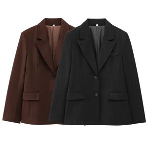 2025 새로운 여성 패션 블레이저 우아한 턴 다운 칼라 긴 소매 정장 재킷 싱글 브레스트 사무실 숙녀 블레이저 코트