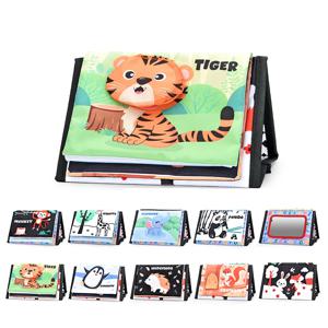 재미 있은 흑백 아기 헝겊 책 어린이를위한 조기 교육 몬테소리 장난감 신생아 배 시간 거울 장난감