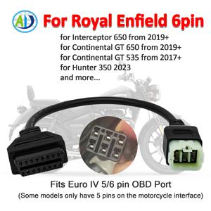 For Royal Enfield용 진단 케이블, 6 핀 OBD2 어댑터, 인터셉터 650cc, 콘티넨탈 GT 650cc, 535cc, 오토바이 OBDII 컨버터용