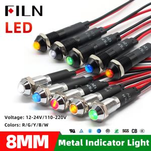 FILN 8mm LED 라이트 패널 장착 제기 헤드 LED 라이트 패널 블랙 메탈 쉘 미니 12V 24V 110V 220V 20cm 케이블