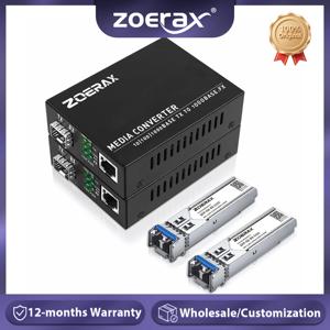 ZoeRax SFP LC 단일 모드 광섬유 - RJ45 이더넷 미디어 변환기 1.25Gbps SFP LC 모듈이 포함된 기가비트 광섬유 송수신기