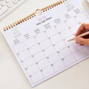 다국어 2025/2026 벽걸이 달력 영어 독일어 스페인어 2026 코일 달력 노트북 코일 플래너 아젠다 오거나이저