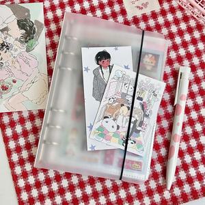 A6 PPBinder 커버 링 바운드 플래너 페이지용 투명 6링 타이 클로저 루스 리프 바인더 커버