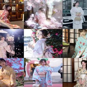 신상품 기모노 스타일 여아 드레스 신선한 불꽃 외관 사진 촬영 셀피 스튜디오 의류 폴리에스터 원단