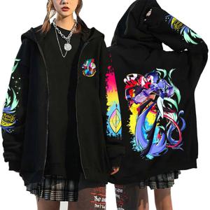 2025년 뉴오 헬루바 보스 블리츠와 스톨라스 애니메이션 2D 패턴 프린트 지퍼 후드티 캐주얼 패션 스웨트셔츠