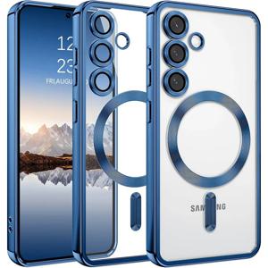 삼성 갤럭시 S25 엣지 S24 FE S23 S21 플러스 울트라 글리터 도금 실리콘 커버 투명 소프트용 Magsafe 케이스 고급 마그네틱