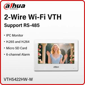 Dahua 디지털 2선 Wi-Fi 실내 모니터 MultiLang 7인치 비디오 인터콤 시스템 IP 카메라 모니터 화면 RS485 SD 카드 VTH5422HW-W