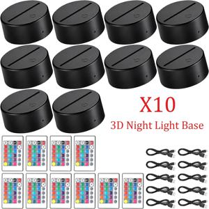 10pcs 3D LED 라이트 홀더 아크릴 보드 Ligh Base 16 색 디 밍이 가능한 ABS USB 원격 제어 책상 램프 수직 라이트 스테이션