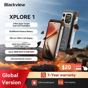블랙뷰 XPLORE 1 아웃도어 휴대폰, 5G 방수 러기드 스마트폰 안드로이드 15, 6.78인치 2.4K 디스플레이, 16GB+512GB, 20000mAh
