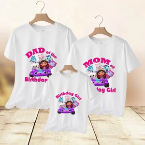 Gabby Dollhouse 부모-자식 복장 생일 파티 T-shirs 귀여운 가족 티셔츠 만화 애니메이션 그래픽 프린트 티 아동복 선물