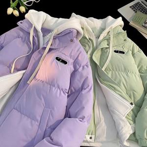 새로운 겨울 면화 패딩 자켓 여성, 투피스 후드 다운 코튼 자켓 여성 캐주얼 따뜻한 면화 패딩 의류 파커 코트