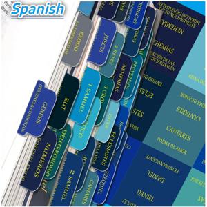 75개 스페인어 대형 인쇄 성경 탭 - 영혼에 영양을 공급하는 책 요약 - 여성 성경 공부용 성경 탭, 로얄 블루