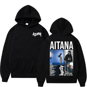 Singer Aitana Cuarto Azul 투어 그래픽 후드 남성 여성 레트로 패션 미적 운동복 양털 캐주얼 풀오버 streetwear