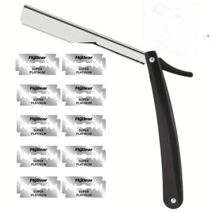 남성용 전문 수동 안전 면도기 - 부드러운 면도 및 스타일링을 위한 10개의 블레이드, 이발사급 정밀도