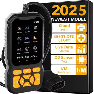 다국어 지원 자동차 OBD2 스캐너 코드 리더, 전문가용 V520 진단 도구, 실시간 데이터 OBD2 오류 감지기