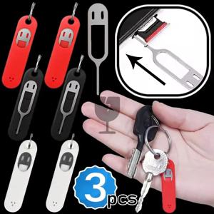 분실 방지 SIM 카드 이젝트 핀 니들 (보관 케이스 포함) 범용 휴대폰 스틸 이젝터 핀 SIM 카드 트레이 오프너 키링 후크