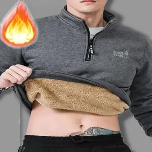 겨울 스웨트셔츠 남성 긴팔 플리스 안감 따뜻한 스웨트셔츠 단색 1/4 지퍼 스웨트셔츠 두꺼운 플러스 사이즈 8XL