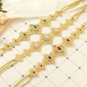 여성용 모로코 카프탄 벨트 웨딩 드레스 골드 컬러 벨리 체인 주얼리 아랍 로브 비주 신부 선물 길이 조절 가능