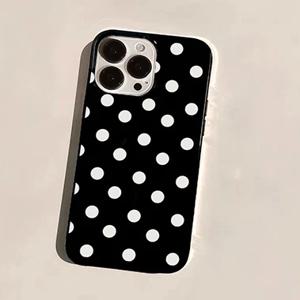 폴카 도트 프린트 세련된 TPU 낙하 방지 폰 케이스 (아이폰 11/12/13/14/15/16 Pro Max 호환)