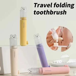1개 - 편리한 칫솔 여행용 케이스, 2-in-1 접이식 칫솔 세트 - 작고 편리함 - 비즈니스 필수품