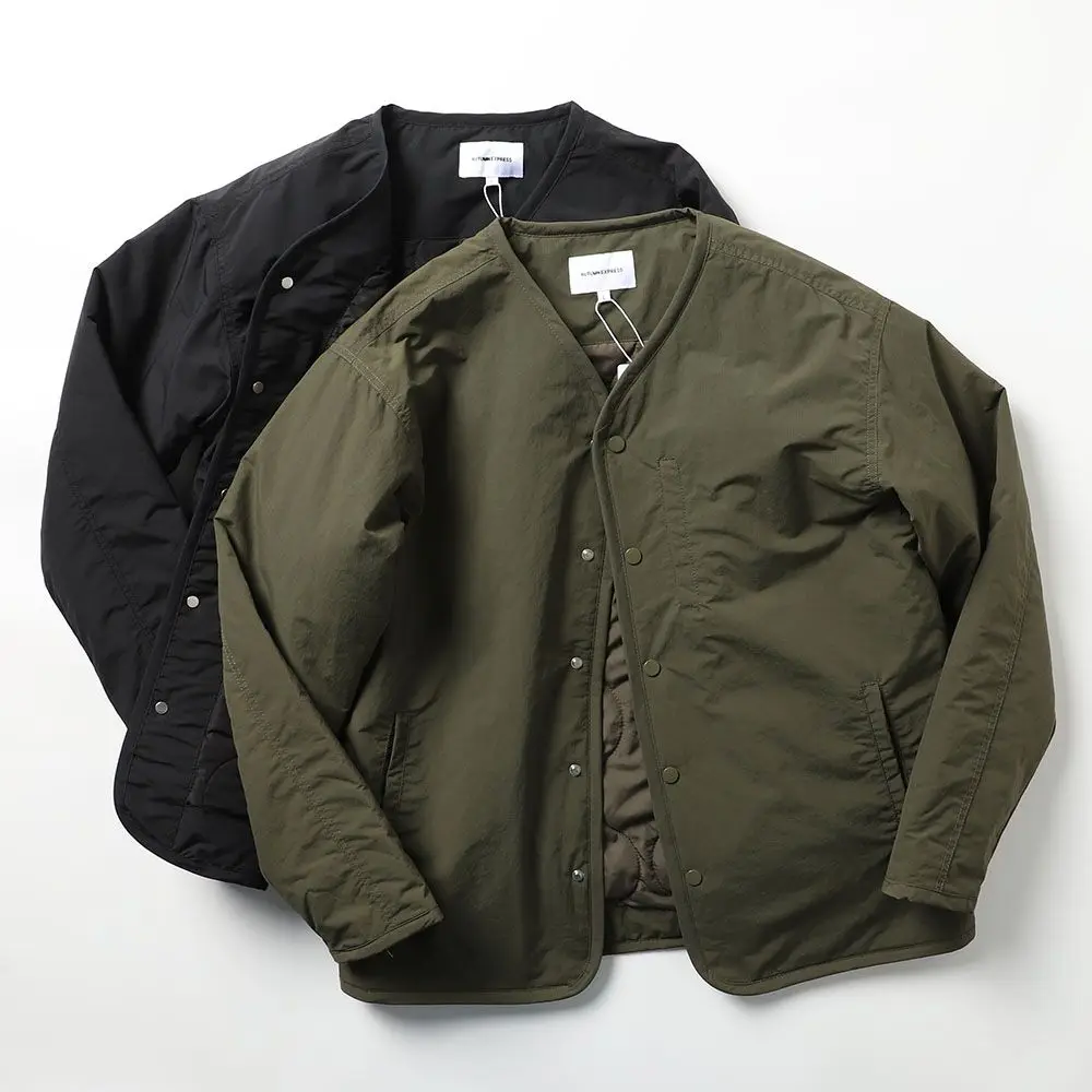 루즈핏 면 재킷 남성용 가을 겨울 캐주얼웨어 통기성 폴리에스터 충전재 무넥 디자인 패셔너블 작업복