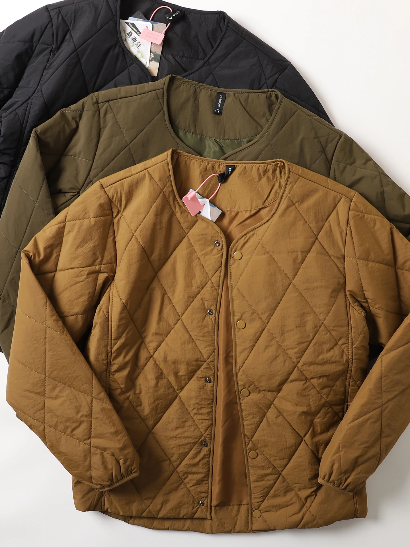 방수 울 충전 재킷 경량 스티치드 코튼 아우터웨어 캐주얼 넥리스 남성 패셔너블 이너 코튼 코트