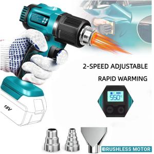 마키타 18V 550 ° C 온도 조절 열풍기 무선 핸드헬드 열풍기 LED 디스플레이 납땜 열풍기