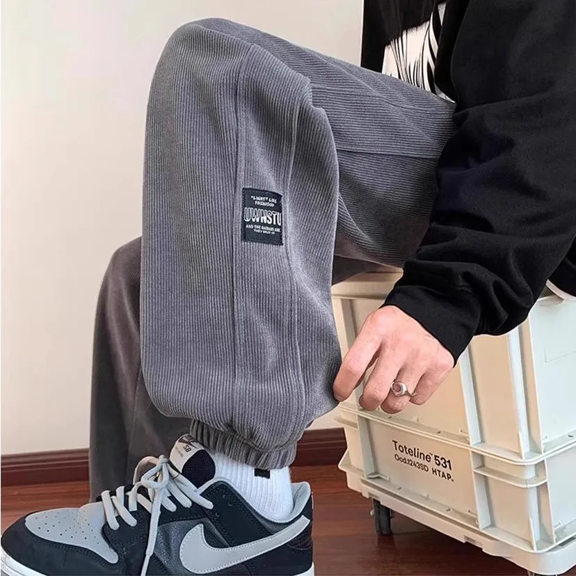 2025 신상 남성 코듀로이 캐주얼 팬츠 플리스 안감 스포티 루즈 워크웨어 가을 겨울 착용 오염 방지 긴 바지