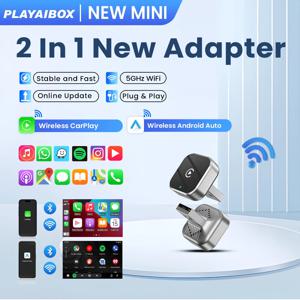 PLAYAIBOX 무선 2IN1 CarPlay 안드로이드 자동 무선 슈퍼미니 박스 어댑터 플러그 앤 플레이 동글 블루투스 WiFi 고속 연결