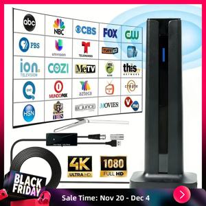 모든 스마트 TV용 실내 TV 안테나, 장거리 HD 디지털, 신호 증폭기 내장, 4K 1080P 로컬 채널 지원 스마트 안테나