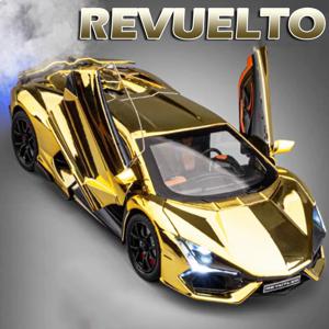 1:24 스케일 REVUELTO 미니어처 모델 장난감 스포츠카 합금 다이캐스트 Supercars 사운드 라이트 도어 열림 어린이 선물용 뒤로 당겨