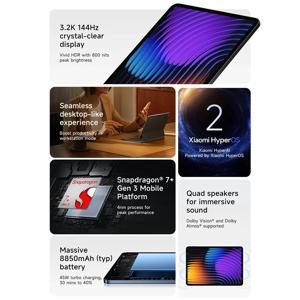 샤오미 패드 7 글로벌 버전 미 태블릿 스냅드래곤 7+ Gen 3 11.2인치 3.2K 144Hz 디스플레이 아드레노 GPU 45W 터보 충전 8850mAh