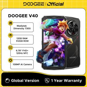 【브랜드+】DOOGEE V40 5G 러기드 폰 12GB 램 512GB 롬 게이밍 스마트폰 디멘션 7300 6.78인치 120Hz 디스플레이 108MP 카메라 NFC