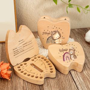 맞춤 이름 이빨 요정 상자 개인 맞춤형 나무 이빨 요정 상자 남아 여아 이빨 보관함 어린이 생일 선물 베이비 샤워 선물