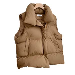 루즈핏 다운 코튼 조끼, 지퍼 클로저, 컬러 출퇴근 여성 조끼, 가을 겨울 패션 여성 아우터웨어