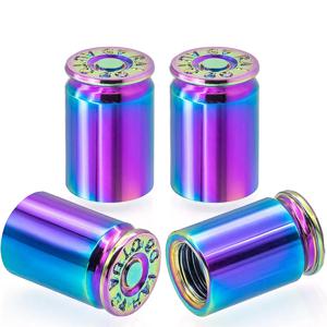 4개입 탄환형 타이어 밸브 스템 캡, 알루미늄 합금 자동차 에어 스템 캡 (자동차, SUV, 트럭, 자전거, 오토바이용)