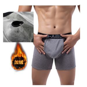 남성용 겨울 플리스 두꺼운 따뜻한 오부 팬티 남성용 단색 분리형 플리스 속옷 팬티